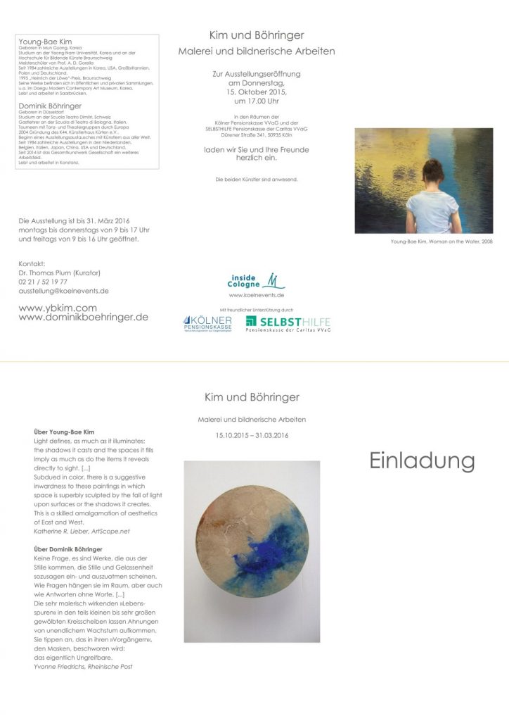 Einladung zur Ausstellung Kim und Böhringer Malerei und bildnerische Arbeiten 15.10.2015-31.03.2016