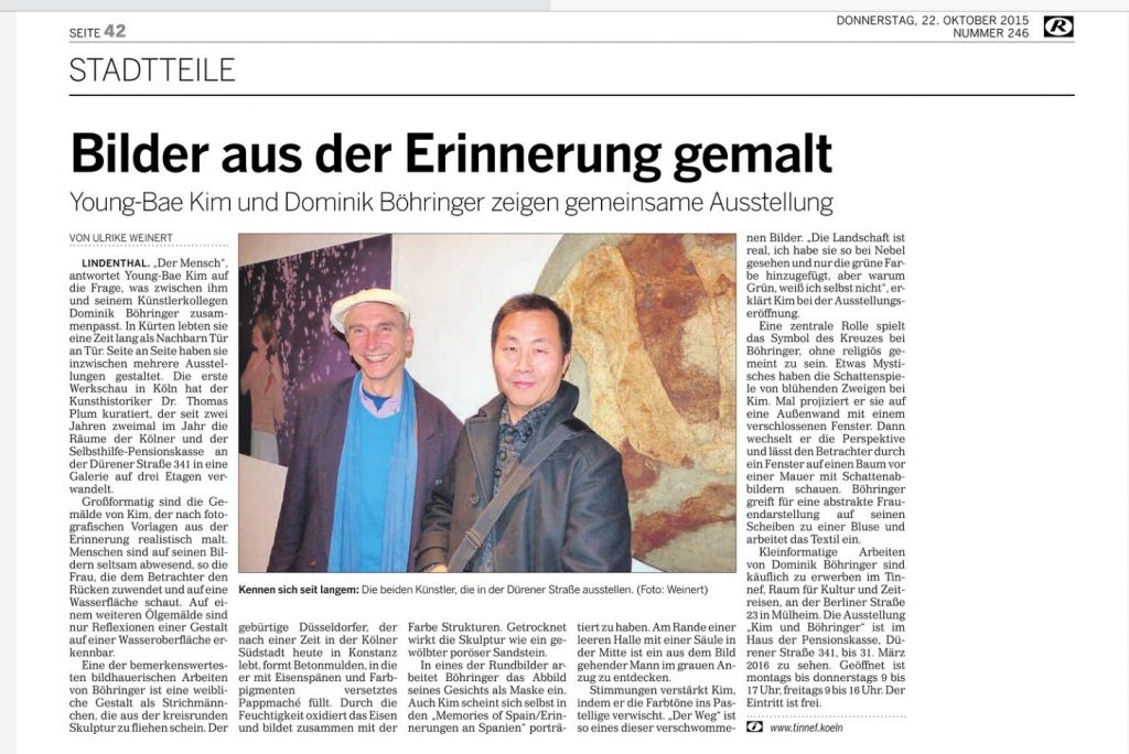 Artikel in der Kölnischen Rundschau zur Ausstellung Kim und Böhringer